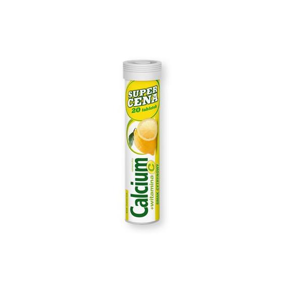 Calcium + witamina C, tabletki musujące o smaku cytrynowym, 20 szt. - zdjęcie produktu