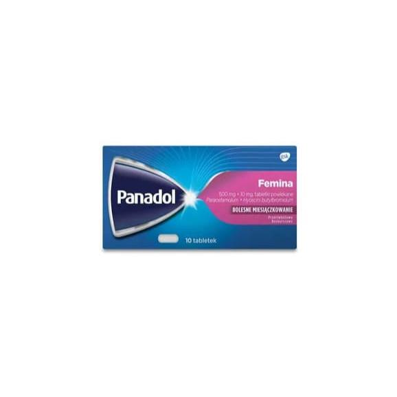 Panadol Femina 500 mg + 10 mg, tabletki powlekane, 10 szt. - zdjęcie produktu