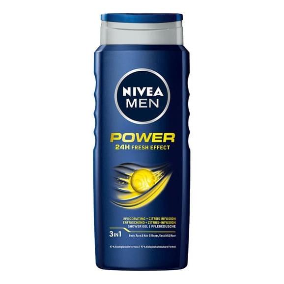 Nivea MEN Power 24H Fresh Effect 3w1, żel pod prysznic, 500 ml - zdjęcie produktu