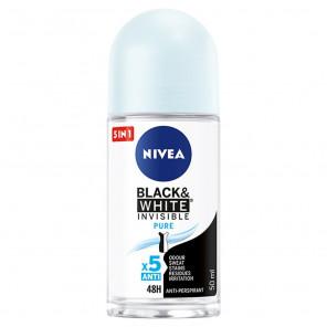 Nivea Black & White Invisible Pure, antyperspirant, roll on, 50 ml - zdjęcie produktu