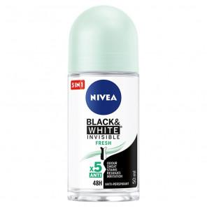 Nivea Black & White Invisible Fresh, antyperspirant, roll on, 50 ml - zdjęcie produktu