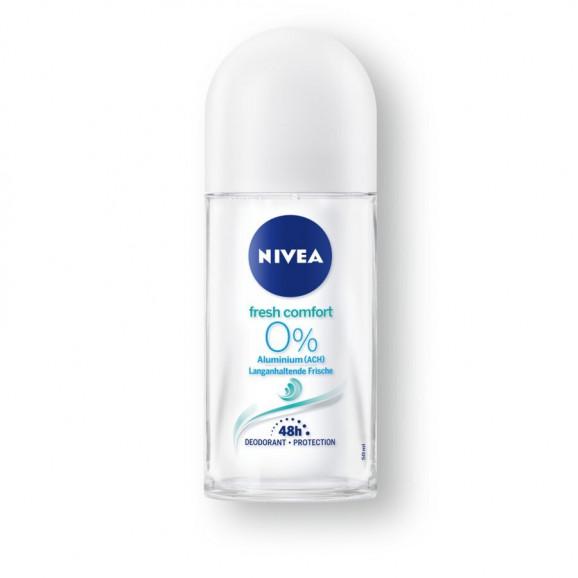 Nivea Fresh Comfort 0% soli aluminium, antyperspirant, roll on, 50 ml - zdjęcie produktu