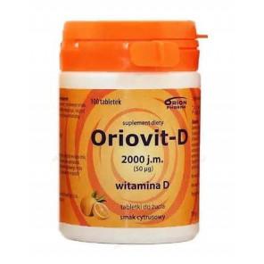 Oriovit-D 2000, tabletki do żucia, smak cytrusowy, 100 szt. - zdjęcie produktu