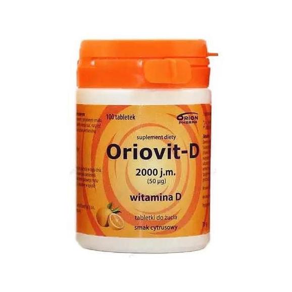 Oriovit-D 2000, tabletki do żucia, smak cytrusowy, 100 szt. - zdjęcie produktu