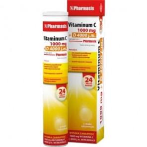 Vitaminum C 1000 mg + D 4000 j.m, Pharmasis, smak cytrynowy, tabletki musujące, 24 szt. - zdjęcie produktu