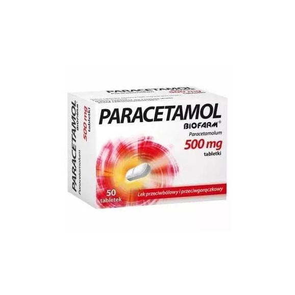 Paracetamol Biofarm 500 mg, tabletki, 50 szt. - zdjęcie produktu