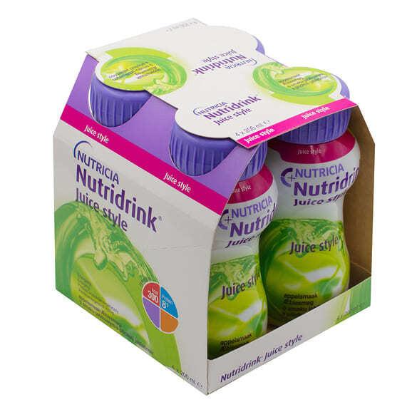 Nutridrink Juice Style, preparat odżywczy o smaku jabłkowym, 4 x 200 ml - zdjęcie produktu