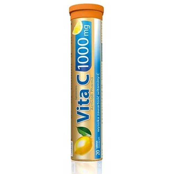 Activlab Pharma Vita C 1000 mg, smak cytrynowy, tabletki musujące, 20 szt. - zdjęcie produktu