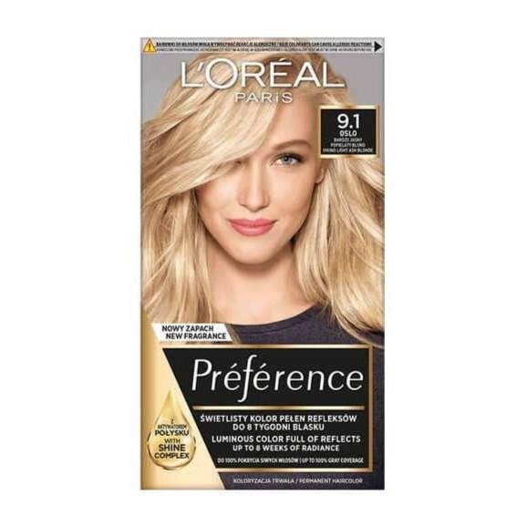 Farba do włosów L’Oréal Paris Preference, 9.1 Oslo BARDZO JASNY POPIELATY BLOND, 1 szt. - zdjęcie produktu