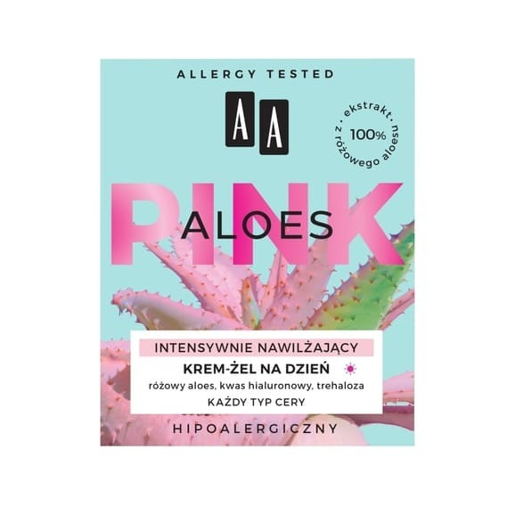 AA Pink Aloes, intensywnie nawilżający krem-żel na dzień, do każdego rodzaju cery, 50 ml