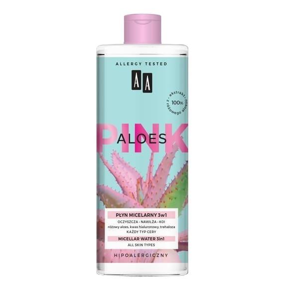 AA Pink Aloes, płyn micelarny 3w1, do każdego rodzaju cery, 400 ml - zdjęcie produktu