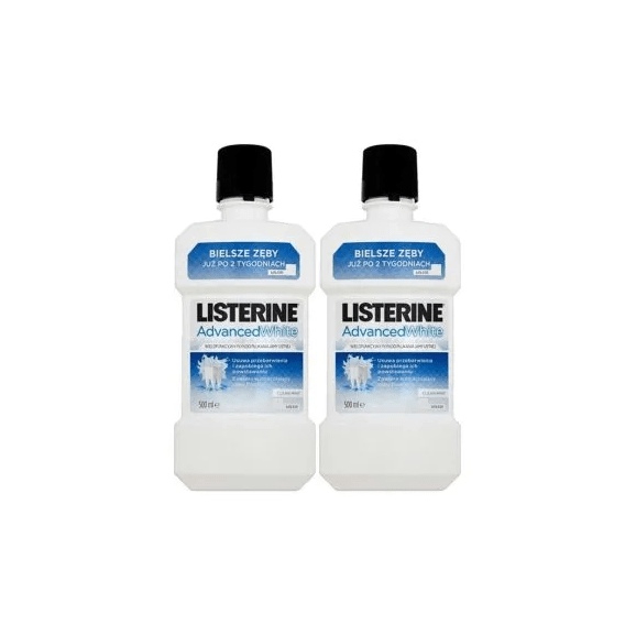Listerine Advanced White, płyn do płukania jamy ustnej, 2 x 500 ml - zdjęcie produktu