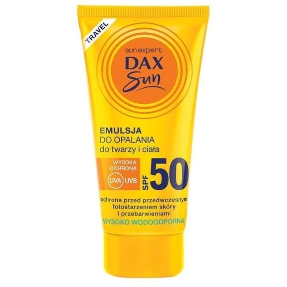 DAX Sun Travel, emulsja do opalania do twarzy i ciała SPF50, 50 ml