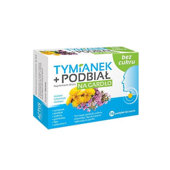 Actus Pharma Tymianek i podbiał, b/cukru, pastylki, 16 szt. - zdjęcie produktu