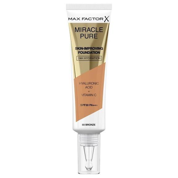 Max Factor Miracle Pure, rozświetlający podkład odżywczy 80 Bronze, 30 ml - zdjęcie produktu