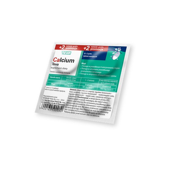 Calcium Teva (Calcium Pliva), tabletki musujące, 12 szt. + 2 szt. - zdjęcie produktu