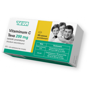 Vitaminum C Teva, 200 mg, tabletki powlekane, 50 szt. - zdjęcie produktu