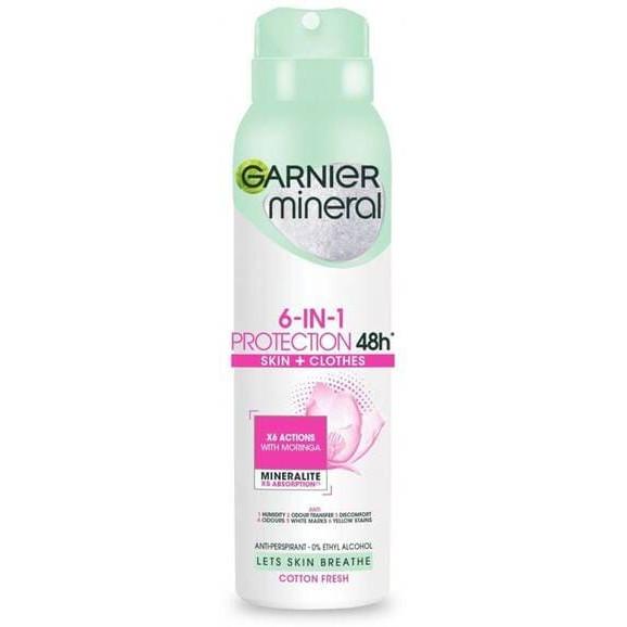 Antyperspirant Garnier Mineral Protection 6in1, Cotton Fresh, spray, 150 ml - zdjęcie produktu