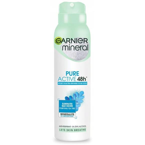 Antyperspirant Garnier Mineral, Pure Active 48h, spray, 150 ml - zdjęcie produktu
