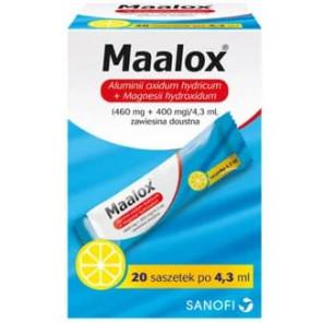 Maalox, 460 mg + 400 mg/4,3 ml, zawiesina doustna w saszetkach, 20 szt. - zdjęcie produktu