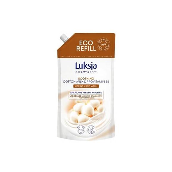 Luksja Creamy & Soft, mydło w płynie, łagodzące mleczko bawełniane i prowitamina B5, zapas, 900 ml - zdjęcie produktu