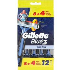 Gillette Blue 3 Smooth, jednorazowa maszynka do golenia dla mężczyzn, 12 szt.
