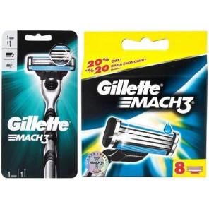 Gillette Mach 3 wkłady do maszynki, 9 szt. + maszynka do golenia, 1 szt. - zdjęcie produktu