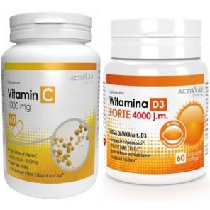 Zestaw witamin Activab, wit. C 1000 + wit. D3 4000, kapsułki, 60+60 szt. - zdjęcie produktu