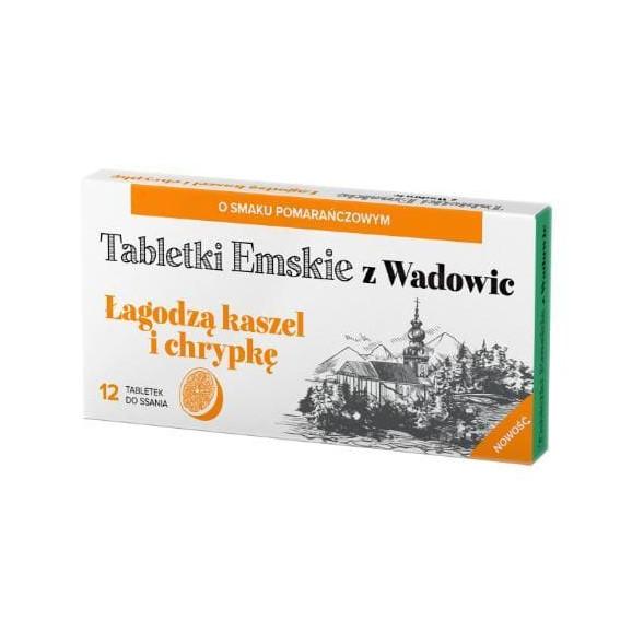 Tabletki Emskie z Wadowic, tabletki do ssania, smak pomarańczowy, 12 szt. - zdjęcie produktu