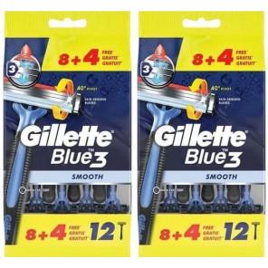Gillette Blue 3 Smooth, jednorazowa maszynka do golenia dla mężczyzn, 2x 12 szt. - zdjęcie produktu
