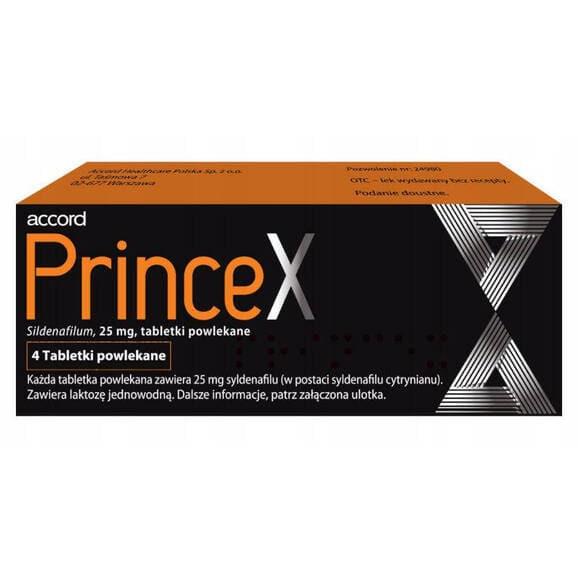 Princex 25 mg, zaburzenia erekcji, tabletki, 4 szt. - zdjęcie produktu