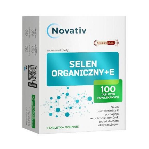 Novativ Selen Organiczny + E, tabletki, 100 szt. - zdjęcie produktu