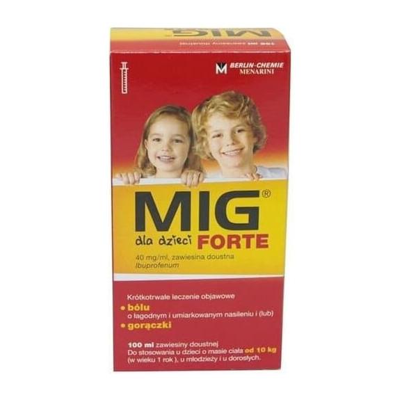 MIG Forte 40 mg/ml, zawiesina doustna dla dzieci o smaku truskawkowym (100 ml) - zdjęcie produktu