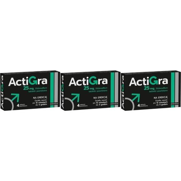 Actigra 25 mg, tabletki, 3x 4 szt. - zdjęcie produktu