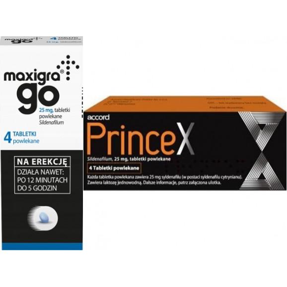 Zestaw Maxigra Go 25 mg, 4 szt. + Princex 25 mg, 4 szt. - zdjęcie produktu