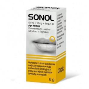 Sonol (21 mg + 21 mg + 2 mg)/ ml, płyn na opryszczkę, 8 g - zdjęcie produktu