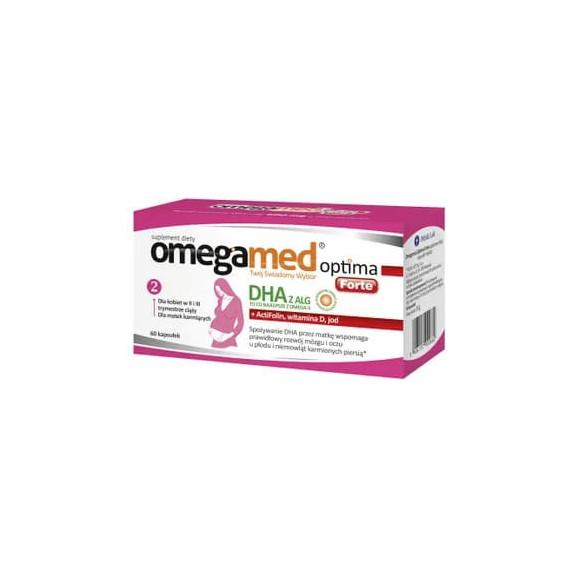 Omegamed Optima Forte DHA z alg dla kobiet w II i III trymestrze ciąży oraz matek karmiących, kapsułki, 60 szt. - zdjęcie produktu