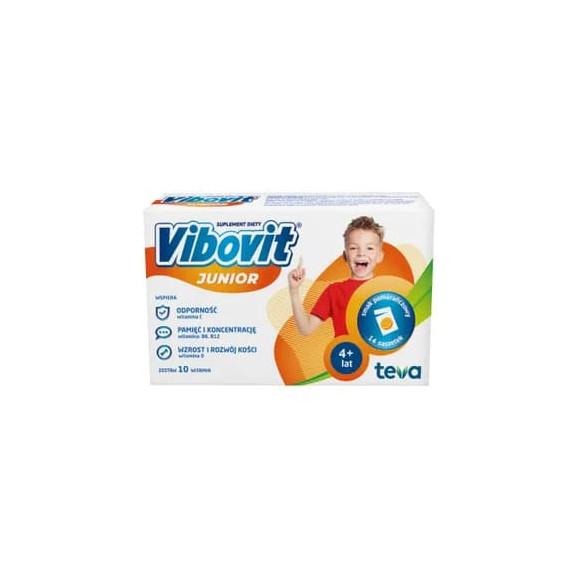 Vibovit Junior, dla dzieci w wieku 4-12 lat, smak pomarańczowy, saszetki, 14 szt. - zdjęcie produktu