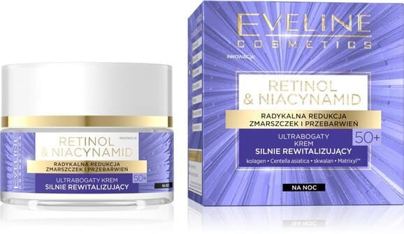 Eveline Retinol & Niacynamid 50+, ultra bogaty krem silnie rewitalizujący, na noc, 50 ml