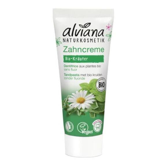 Alviana, delikatna ziołowa pasta do zębów wrażliwych z ekstraktem z organicznych ziół, bez fluoru, 75 ml - zdjęcie produktu