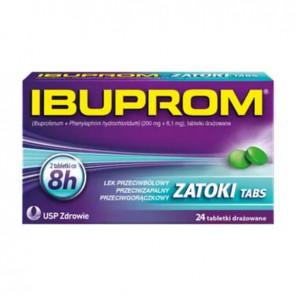 Ibuprom Zatoki Tabs, 200 mg + 6,1 mg, tabletki drażowane, 24 szt. - zdjęcie produktu