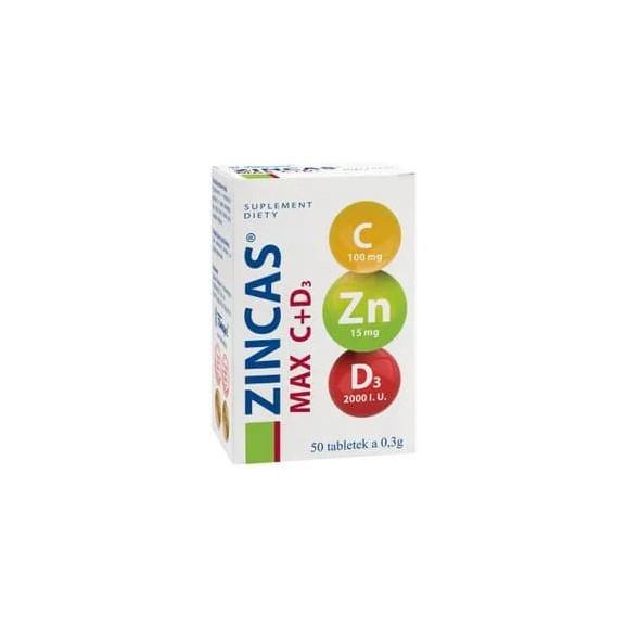 Zincas Max C + D3, tabletki, 50 szt. - zdjęcie produktu