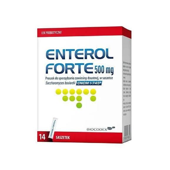 Enterol Forte 500 mg, proszek do sporządzania zawiesiny doustnej, saszetki, 14 szt. - zdjęcie produktu