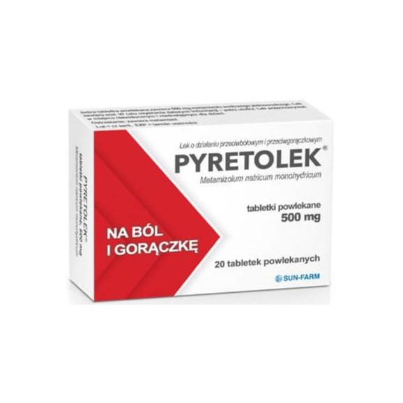 Pyretolek 500 mg, tabletki, 20 szt. - zdjęcie produktu
