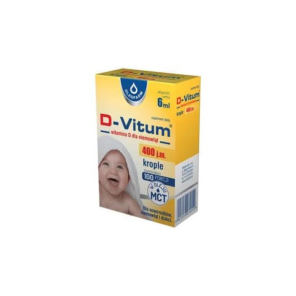 D-Vitum 400 j.m., witamina D dla noworodków, krople doustne, 6 ml - zdjęcie produktu