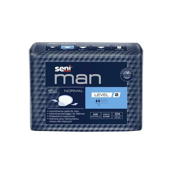 Seni Man, wkładki urologiczne dla mężczyzn, Normal, 19 x 23,5 cm, Level 2, 15 szt. - zdjęcie produktu