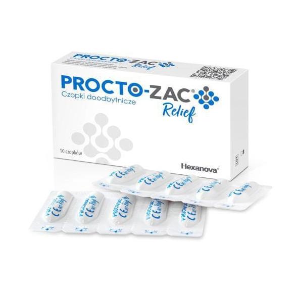 Hexanova Procto-Zac Relief, czopki doodbytnicze, 10 szt. - zdjęcie produktu