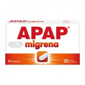 Apap migrena, 250 mg + 250 mg + 65 mg, tabletki powlekane, 20 szt. - zdjęcie produktu