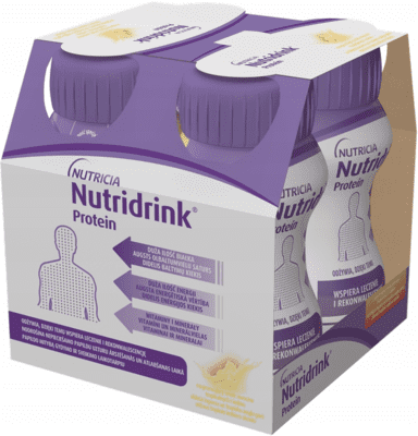 Nutridrink Protein, rozgrzewający smak owoców tropikalnych i imbiru, płyn, 4 x 125 ml