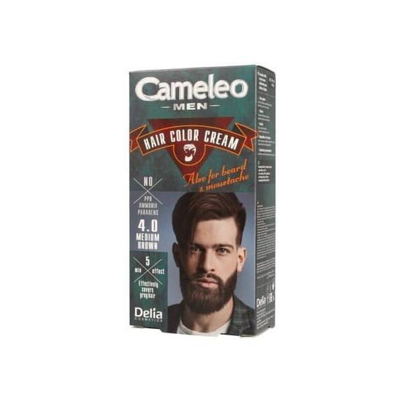 Cameleo Men Hair Color Cream, farba do włosów, brody i wąsów, 4.0 Medium Brown, 30 ml - zdjęcie produktu